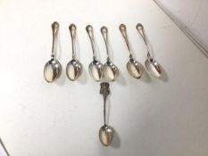 A set of six teaspoons, marked sterling silver to stem with initials F.P. to handle and a Birmingham