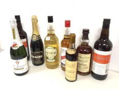 A collection of wines and spirits including Balvenie, Dawsons, a Portugese Quinta Do Pombal (8)