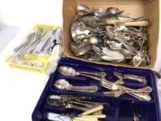 A large quantity of Epns flatware including knives, forks, spoons, ladles, fish knives, soup