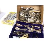 A large quantity of Epns flatware including knives, forks, spoons, ladles, fish knives, soup