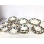 A 1930s/40s Royal Cauldon china decorated in Victoria pattern, including six lunch plates (24cm),