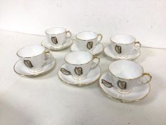 An Irish Royal Tara teaset including six cups and saucers (cup: 6.5cm x 10cm x 8cm), all with gilt