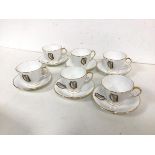 An Irish Royal Tara teaset including six cups and saucers (cup: 6.5cm x 10cm x 8cm), all with gilt