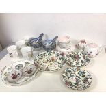 A mixed lot of china including six rice pattern bowls and spoons, four Royal Tudor ware bowls with