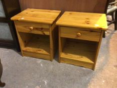 A pair of pine bedside cabients (54cm x 47cm x 40cm)