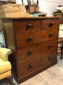 A Victorian mahogany chest of drawers, the moulded top above two short and three long drawers, on