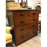 A Victorian mahogany chest of drawers, the moulded top above two short and three long drawers, on