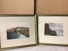 Scottish School, Ruined Castle, watercolour, signed and dated 1915 bottom left and another by the