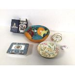 A Crown Ducal fruit bowl (8cm x 20cm), a Royal Worcester egg coddler, a Wedgwood lidded trinket