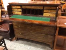 A 19thc mahogany secretaire with two fall front dummy drawers to top above an arrangement of drawers