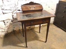 A charming Edwardian mahogany inlaid writing table, with stationery cabinet to top, on rectangular