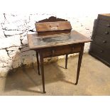 A charming Edwardian mahogany inlaid writing table, with stationery cabinet to top, on rectangular