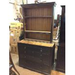 A Victorian chest of drawers formerly with superstructure, fitted two short drawers above three