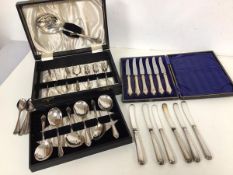 A set of six Mappin & Webb Sheffield silver fruit knives in original box (17cm) and a set of six