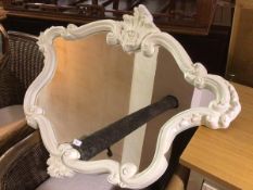 A Next Furniture rococo style cartouche shaped composition mirror (80cm x 100cm)