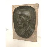 A bronze portrait plaque mounted on stone, possibly Joseph Bell, Friend of Sir Arthur Conan Doyle