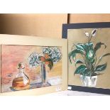 Modern School, Peace Lily, pastel, unframed (51cm x 40cm) and another two, Still Life and The Art of