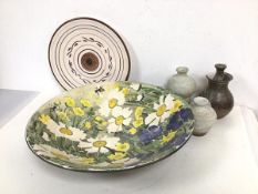 An Art Pottery bowl depicting Flowers and Bees, inscribed Summer Meadows... Cox (9cm x 38cm), a Pepe