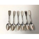 A set of six Victorian Glasgow silver teaspoons, makers mark WC initials EM to stem (combined: 126.