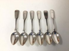 A set of six Victorian Glasgow silver teaspoons, makers mark WC initials EM to stem (combined: 126.