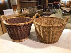 Two handmade wicker log baskets (35cm x 50cm)