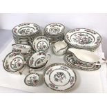 A Johnson Bros India Tree dinner service including eight dinner plates (26cm), eight soup bowls