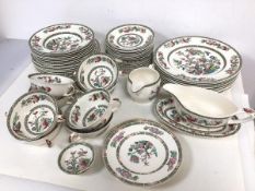 A Johnson Bros India Tree dinner service including eight dinner plates (26cm), eight soup bowls