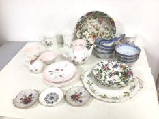 A mixed lot of china including six rice pattern bowls and spoons, four Royal Tudor ware bowls and