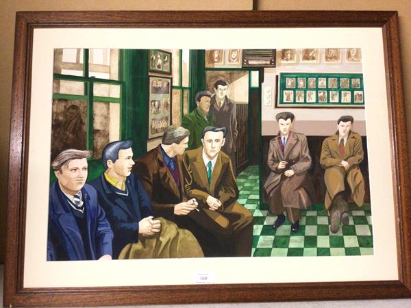 Men in Waiting Room, mixed media (41cm x 61cm)