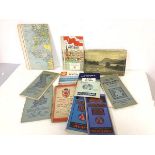 A collection of vintage maps including Bartholemew's Ordnance Survey including British and Danish