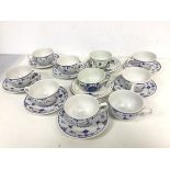 A set of eight Masons Denmark pattern teacups (6cm), seven saucers and two Dutch teacups and saucers