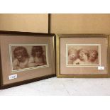 A pair of modern reproduction prints, Drawings of Children (16cm x 26cm)