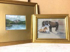 Elaine Stuart, Ponies, Lot 100, pastel, signed bottom right (14cm x 19cm) and MD McCall, Loch in