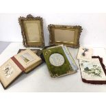 A late Victorian musical photograph album with an assortment of photographs and watercolours, a pair