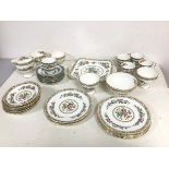 A 1930s/40s Foley bone china Ming Rose pattern part tea service with four teacups, six saucers,