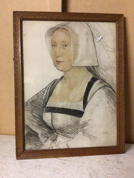 After Holbein, Unknown Lady, paper label verso inscribed Medici print, T&R Annan & Sons, Glasgow (