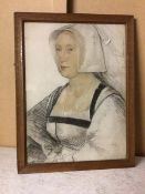 After Holbein, Unknown Lady, paper label verso inscribed Medici print, T&R Annan & Sons, Glasgow (