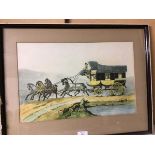 After Adam, Figures in Carriage, Rue Notre Dame de Victoires, vintage reproduction print (28cm x