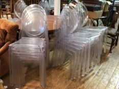 A set of eighteen stackable Philippe Stark Ghost chairs (91cm x 39cm x 40cm)