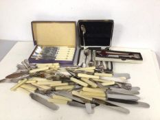 An assortment of Epns including knives, forks, fruit knives, fish knives, etc. and a silver