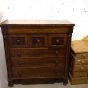 A Victorian mahogany column chest fitted frieze drawer above three short and three graduated long