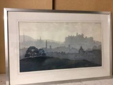 Neil Ross, Cityscape, Edinburgh, watercolour, signed bottom left (29cm x 52cm)