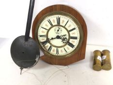 An Edwardian wall clock with mahogany frame and enamelled dial (a/f) (28cm x 25cm x 9cm)