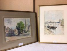 D. Warry, Richmond Bridge, watercolour, signed bottom left (31cm x 24cm) and another by the same