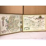 Two modern reproduction maps, one after Blaeu depicting Scotland, the other after Mercator,