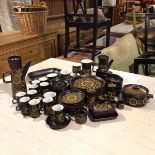 A Denby Arabesque dinner, tea and coffee service complete with casserole dishes, butter dish etc. (