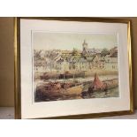 Robert Kirkpatrick, Fishing Harbour Town, limited edition print, 101/500 (38cm x 49cm)