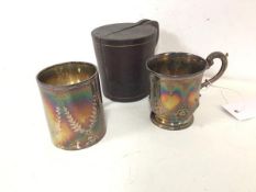 Two silver Christening mugs, one inscribed Francis Dorothy from her godmother Frances Cogar, 1863,