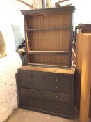 A Victorian chest of drawers, formerly with superstructure, fitted two short drawers above three