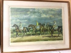 After Sir Alfred Munnings, Warren Hill, Newmarket, print, signed in pencil by Alfred Munnings bottom